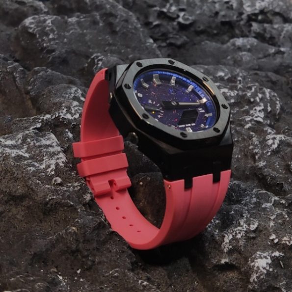 Ga2100 Starry Sky Dial Silver Scale Rubber Band Watch