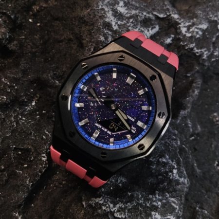Ga2100 Starry Sky Dial Silver Scale Rubber Band Watch