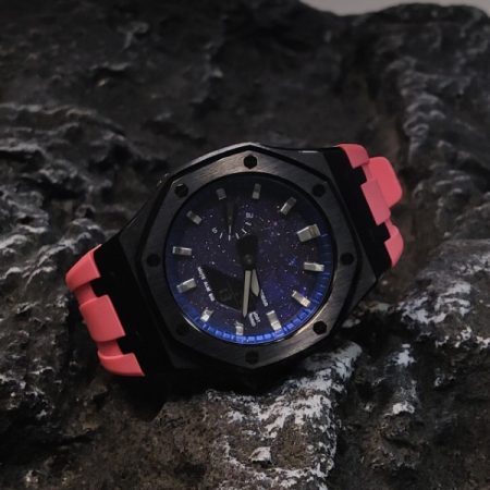 Ga2100 Starry Sky Dial Silver Scale Rubber Band Watch 