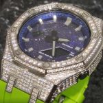 Ga2100 Starry Sky Diamond Case Light Green Rubber Strap