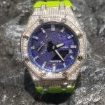 Ga2100 Starry Sky Diamond Case Light Green Rubber Strap