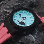 Ga2100 Tiffany Blue Embossed Dial Pink Rubber Strap