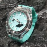 Ga2100 Transparent Case White Scale Tiffany Blue Watch