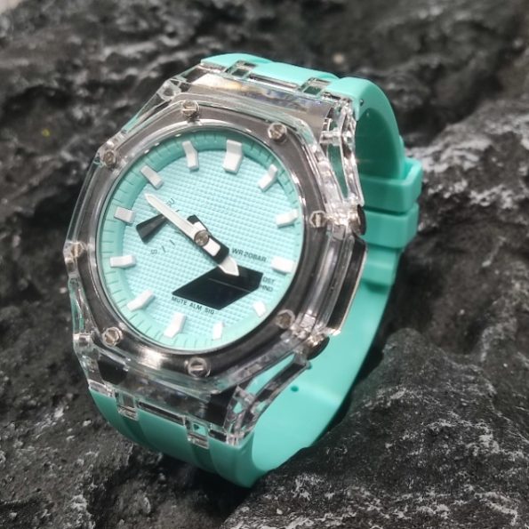 Ga2100 Transparent Case White Scale Tiffany Blue Watch