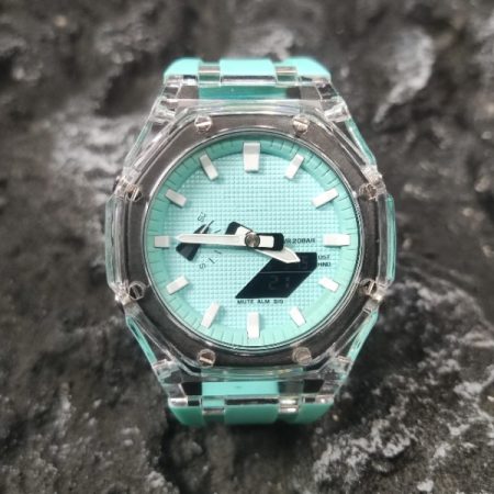 Ga2100 Transparent Case White Scale Tiffany Blue Watch