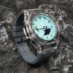 Ga2100 Transparent Case Tiffany Blue Dial With Silver Scale Watch Grey