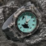 Ga2100 Transparent Case Tiffany Blue Dial With Silver Scale Watch Grey