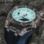 Ga2100 Transparent Case Tiffany Blue Dial With Silver Scale Watch Navy Blue