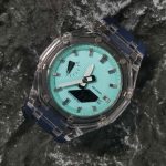 Ga2100 Transparent Case Tiffany Blue Dial With Silver Scale Watch Navy Blue