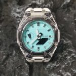 Ga2100 Transparent Case Tiffany Blue Dial With Silver Scale Watch White