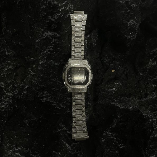 Dw5600 Mod Kit Full Silver Diamond Case Stainless Steel Strap Band