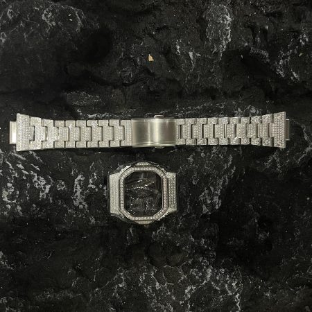Dw5600 Mod Kit Full Silver Diamond Case Stainless Steel Strap Band