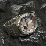 Ga2100 All Silver Stainless Steel Case Red & Blue Marker 