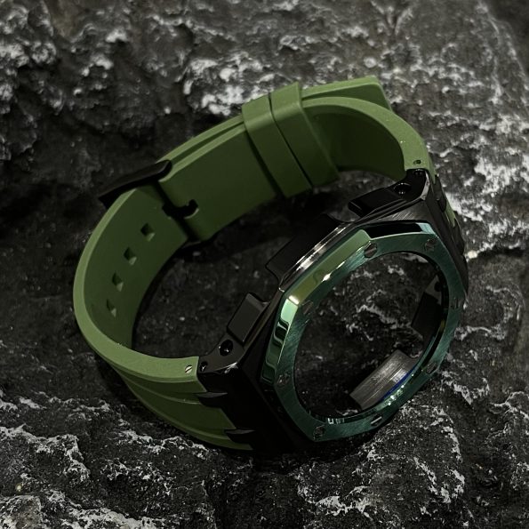 Ga2100 Black Case Green Bezel Olive Rubber Strap