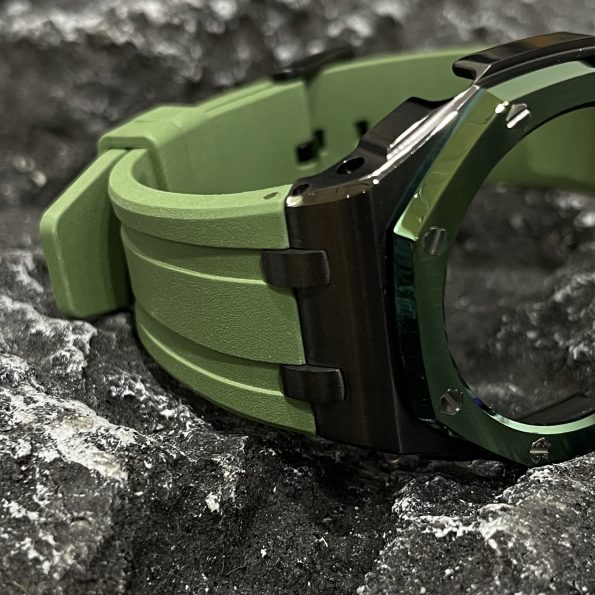 Ga2100 Black Case Green Bezel Olive Rubber Strap
