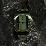 Ga2100 Black Case Green Bezel Olive Rubber Strap