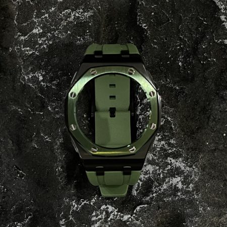 Ga2100 Black Case Green Bezel Olive Rubber Strap