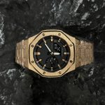 Ga2100 Black Core Gold Frosted Stainless Steel Strap
