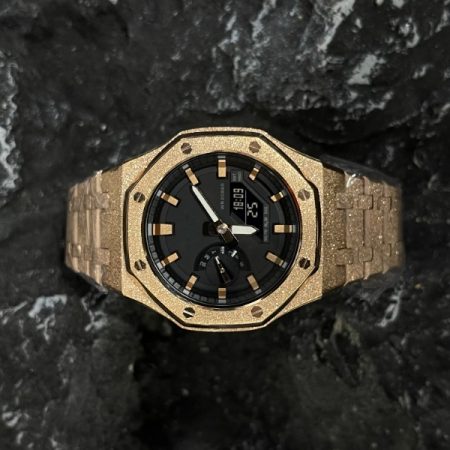 Ga2100 Black Core Gold Frosted Stainless Steel Strap
