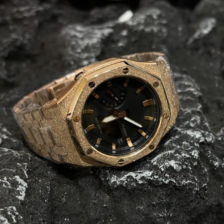 Ga2100 Black Core Gold Frosted Stainless Steel Strap 