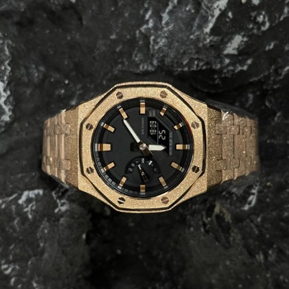 Ga2100 Black Core Gold Frosted Stainless Steel Strap
