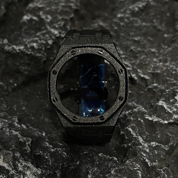 Ga2100 Black Glitter Case Black Rubber Strap