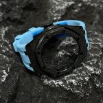 Ga2100 Black Glitter Case Blue Rubber Strap 