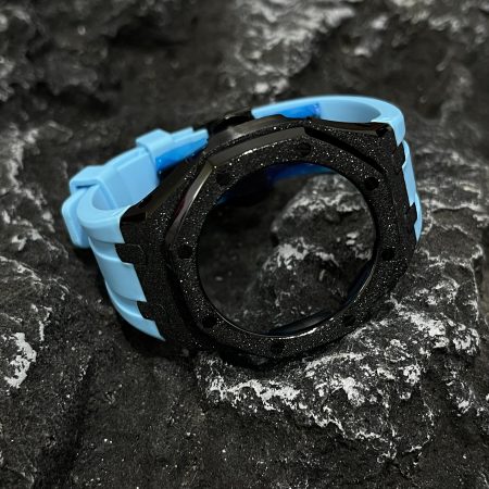 Ga2100 Black Glitter Case Blue Rubber Strap 