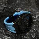 Ga2100 Black Glitter Case Blue Rubber Strap