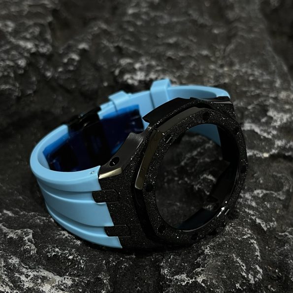 Ga2100 Black Glitter Case Blue Rubber Strap