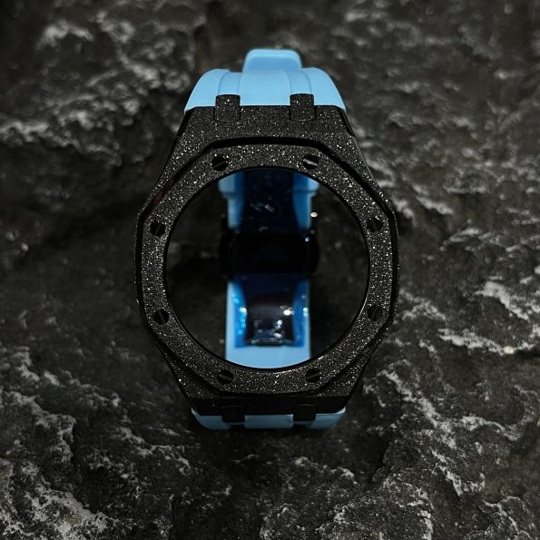 Ga2100 Black Glitter Case Blue Rubber Strap