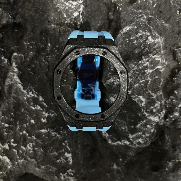 Ga2100 Black Glitter Case Blue Rubber Strap