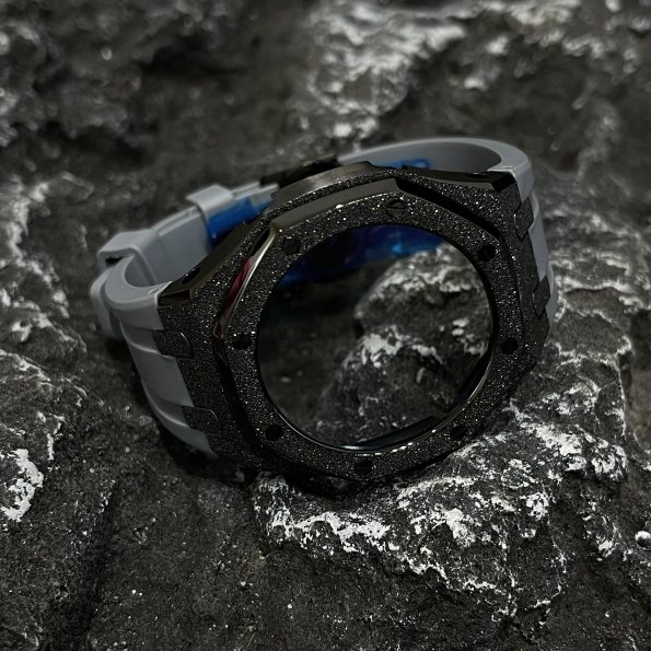 Ga2100 Black Glitter Case Gray Rubber Strap