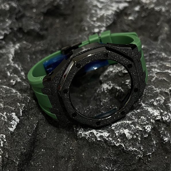 Ga2100 Black Glitter Case Green Rubber Strap