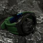 Ga2100 Black Glitter Case Green Rubber Strap