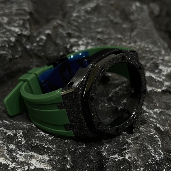 Ga2100 Black Glitter Case Green Rubber Strap