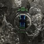 Ga2100 Black Glitter Case Green Rubber Strap