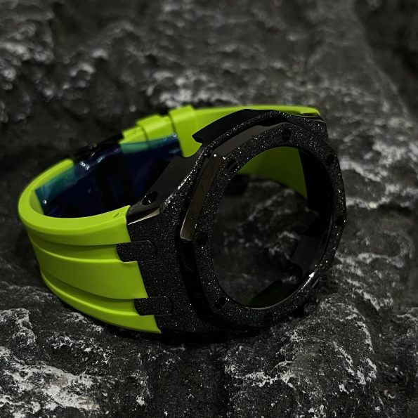 Ga2100 Black Glitter Case Light Green Rubber Strap
