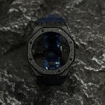 Ga2100 Black Glitter Case Navy Blue Rubber Strap