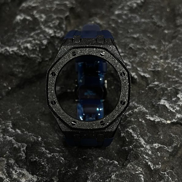 Ga2100 Black Glitter Case Navy Blue Rubber Strap