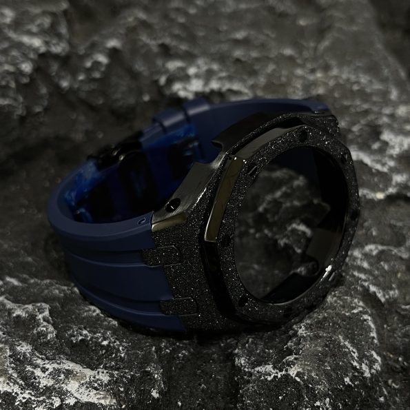 Ga2100 Black Glitter Case Navy Blue Rubber Strap