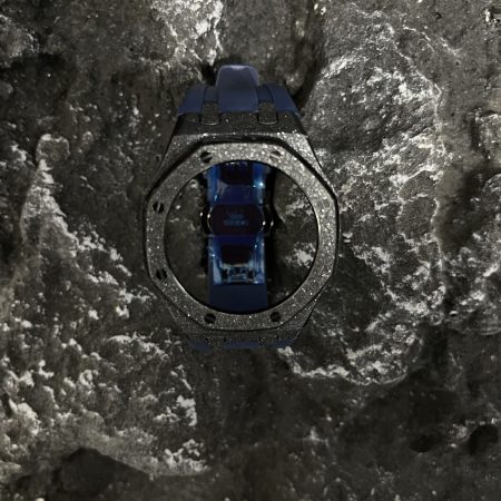 Ga2100 Black Glitter Case Navy Blue Rubber Strap