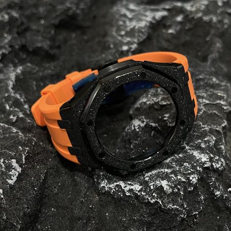 Ga2100 Black Glitter Case Orange Rubber Strap 