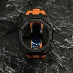 Ga2100 Black Glitter Case Orange Rubber Strap