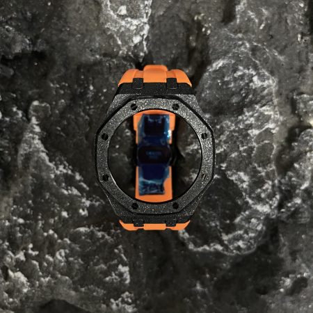 Ga2100 Black Glitter Case Orange Rubber Strap