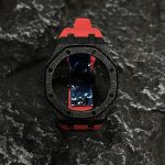 Ga2100 Black Glitter Case Red Rubber Strap