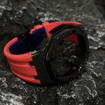 Ga2100 Black Glitter Case Red Rubber Strap