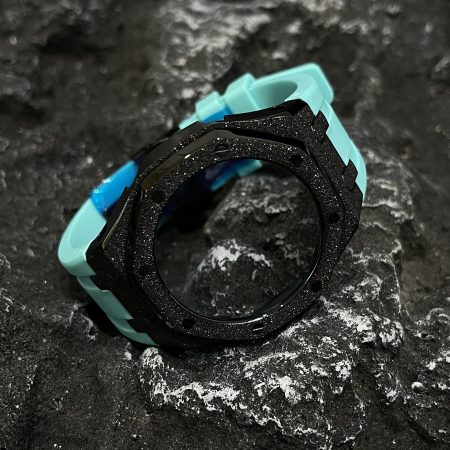 Ga2100 Black Glitter Case Tiffany Blue Rubber Strap 