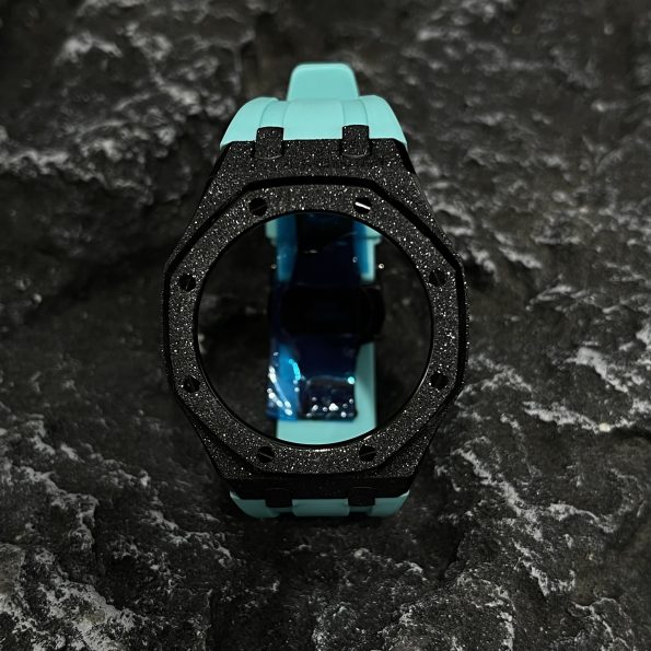 Ga2100 Black Glitter Case Tiffany Blue Rubber Strap