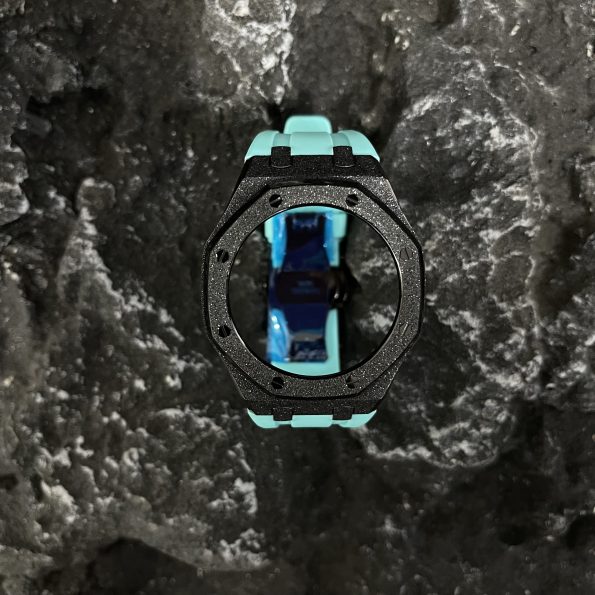 Ga2100 Black Glitter Case Tiffany Blue Rubber Strap